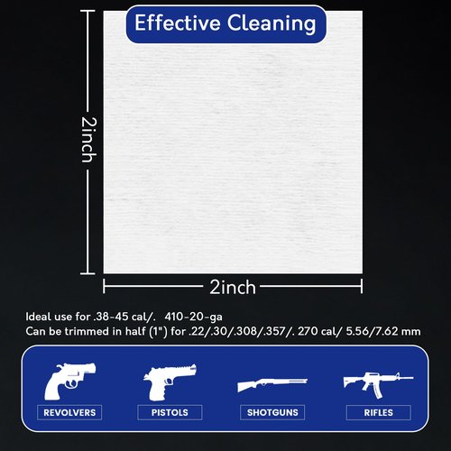 Highly Absorbent Gun Cleaning Patches for Firearms, 2" Gun Cleaning Cloths Lint Free for 5.56-9mm/.38-.45 Cal,900 PCS Thick Gun Patches in Storage Box, Fit for Most Caliber Gun Cleaning Supplies