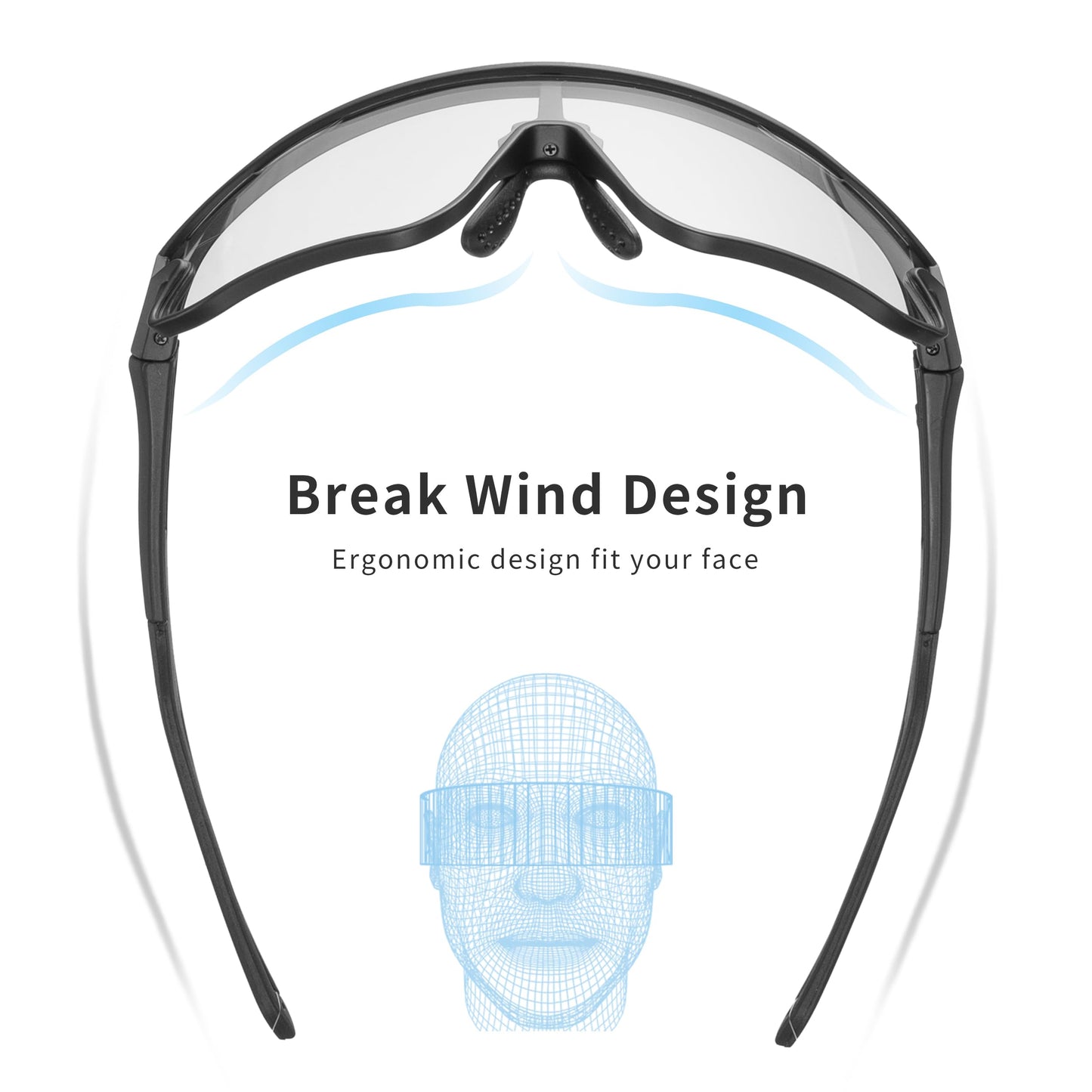 ALTALIST Photochromic Cycling Glasses, UV400 Protection Sports Sunglasses Eyewear Baseball Running Fishing for Men Women Youth,Pure Black Frame