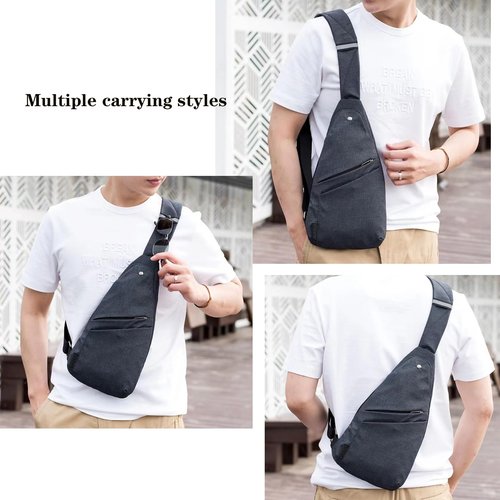 Lcpadri Anti Theft Crossbody Bag, Sling Bag Lightweight Chest Shoulder Backpack with 5 Pockets Adjustable Strap for Outdoor Sport Travel Hiking