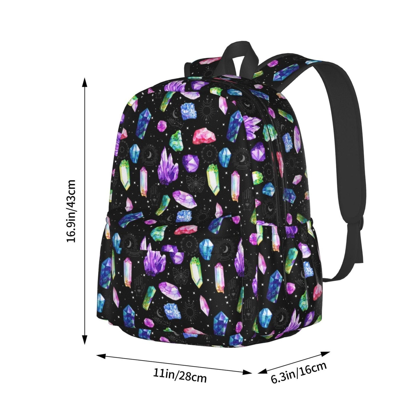 ACDRUING Colorful Crystals Waterproof Backpack Adjustable Shoulder Straps Bag Large Capacity Casual Daypack Bookbag For Travel Work