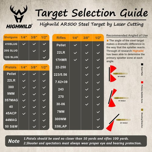 Highwild 3/8" AR500 6" Classic Popper Steel Shooting Target - Auto Reset, Orange
