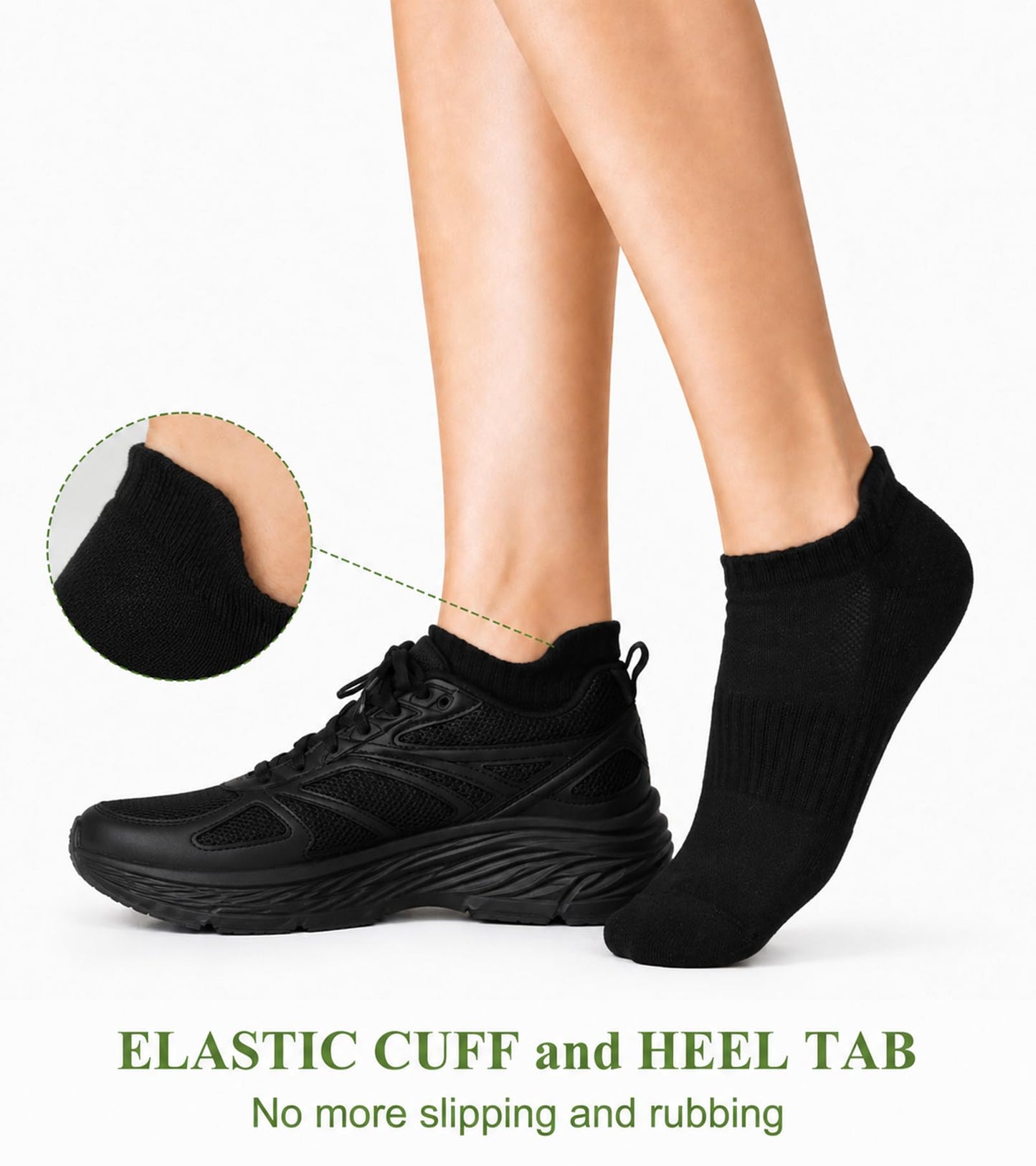 floconssy Ankle Socks for Women, Bamboo Viscose Cushioned Running Socks Low Cut Athletic Short Footies with Heel Tab 5 Pairs