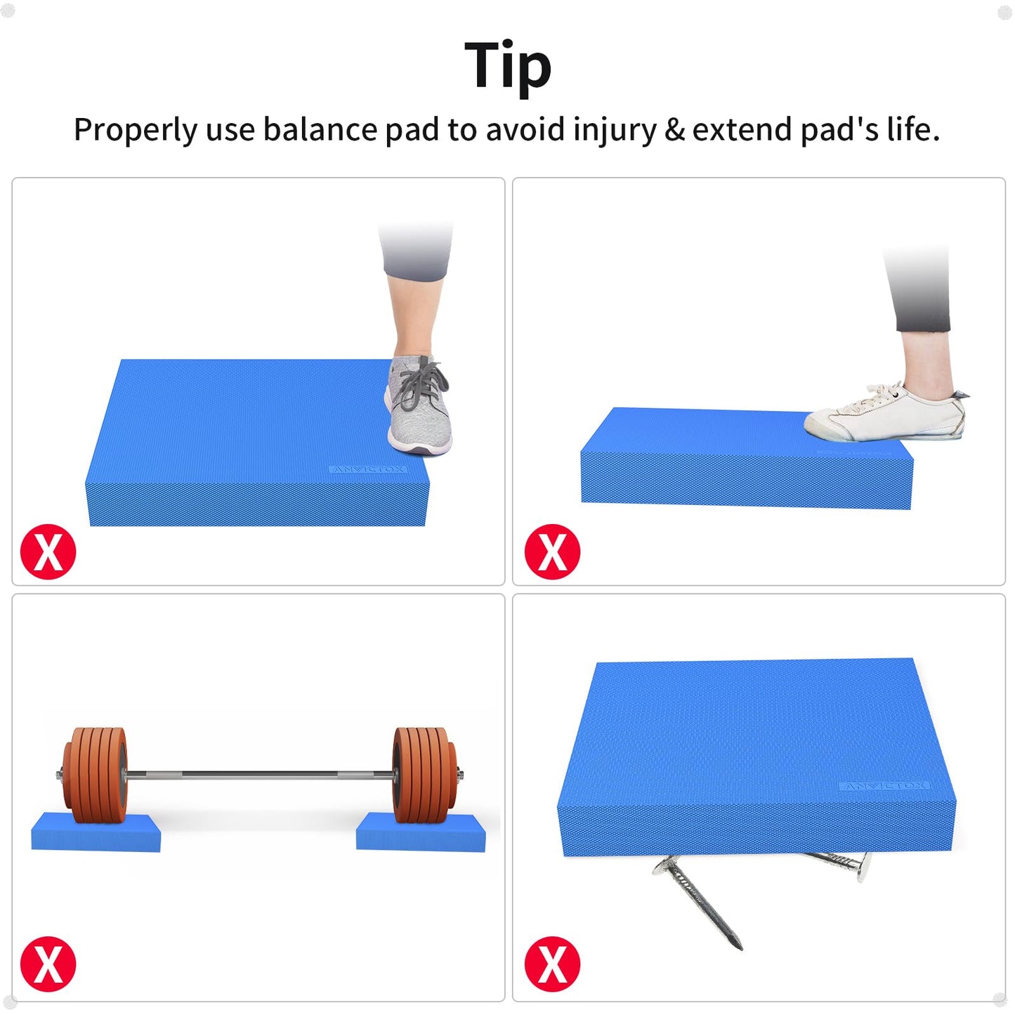 ANVICTOX Balance Pad 19.8 * 15.7 * 2.4",XL Balance Pad for Physical Therapy,Extra Large Foam Balance Board Stability Pad for Rehabilitation Core Training Stretching Mobility (Blue-TPE)