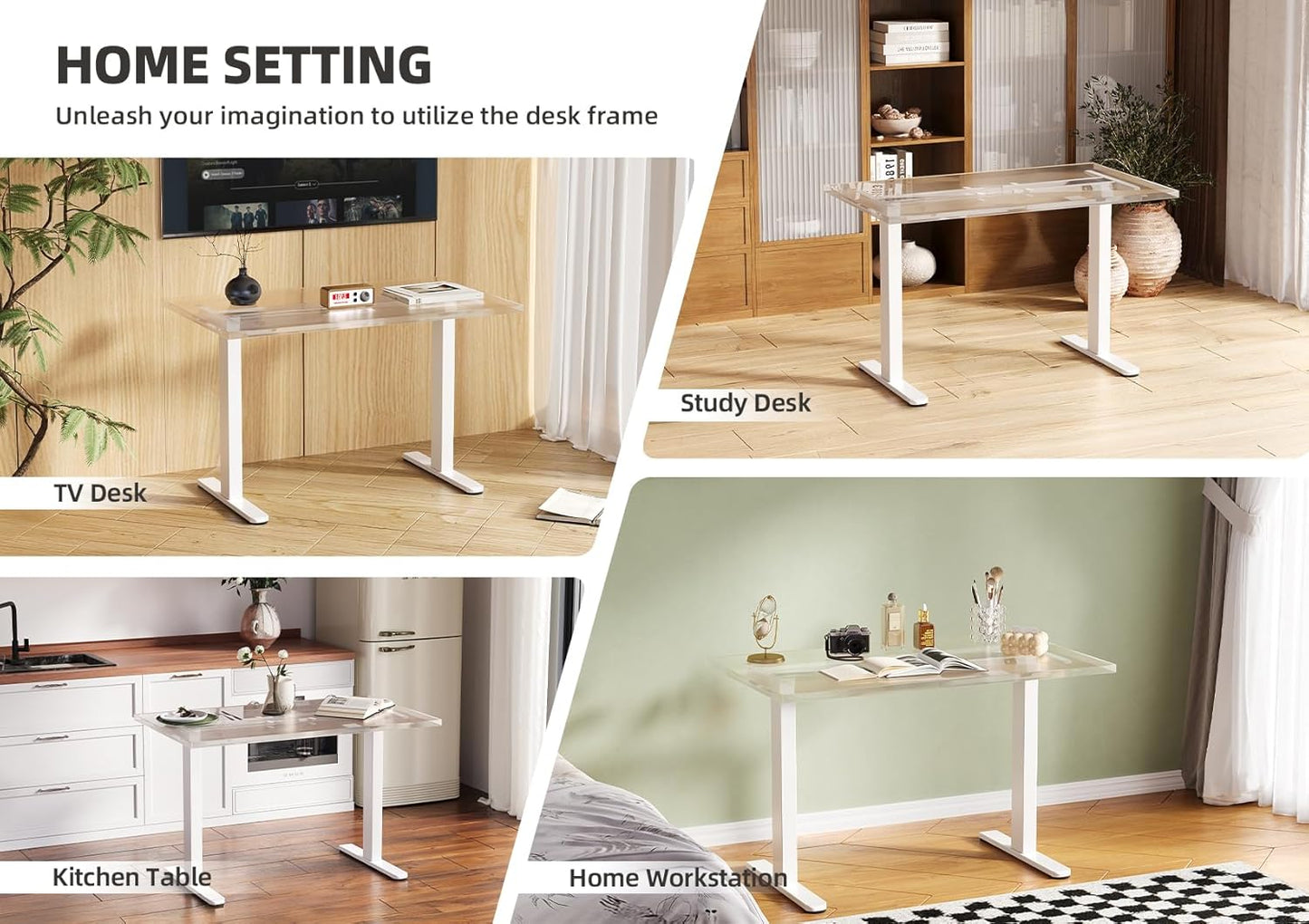 Claiks Standing Desk Frame, Electric Stand Up Desk Legs Frame Workstation Up to 63",T-Shaped Adjustable Standing Computer Desk for Home and Office, (Black Frame only)