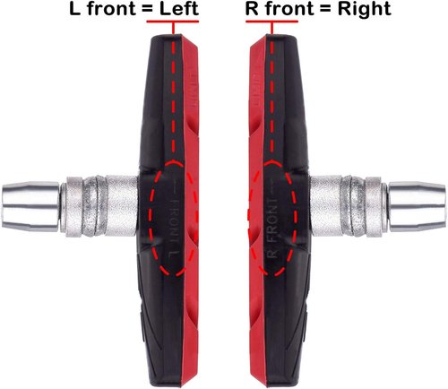Hotop 2 Pairs V Bike Brake Pads with Hex Nuts and Spacers V Bicycle Brake Blocks Set 70 mm
