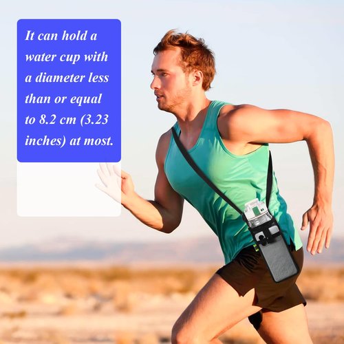 HTZNHXT 3Pcs Water Bottle Holder with Strap, Mesh Water Bottle Bag Carrier with Adjustable Shoulder, Water Bottle Carrier with Strap and Pouch for Walking and Travelling