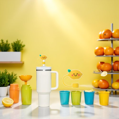 Lemon Straw Cover for Stanley 40&30 Oz Cup, 10mm Silicone Straw Covers Cap for Stanley Cup Accessories, Cute Topper for Tumblers, Cap Stopper for Reusable Tip Lids