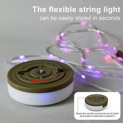 Camping String Lights Rechargeable, Upgraded 3000mAh Portable Outdoor 32.8ft with 18 Lighting Modes, Max Lasts Up to 16 hrs Waterproof Tent Lights for Outdoor Camping (RGB Light(APP Control))