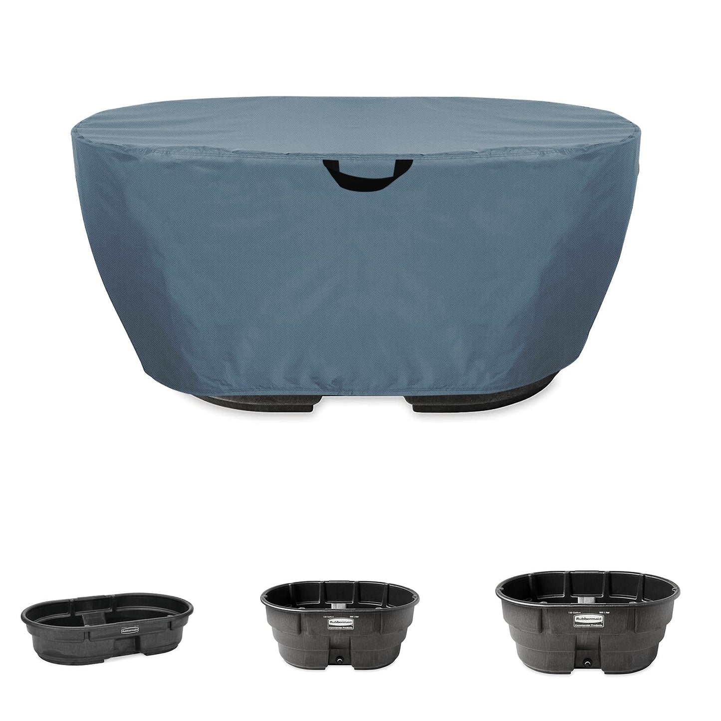 WORUO Waterproof Stock Tank Cover，Keep Your Stock Tank and Pool Clean, Keep Leaves and Debris out, Tear-Resistant and UV Resistant for Dustproof Weather Resistant (for 100 Gallon Oval Tank)