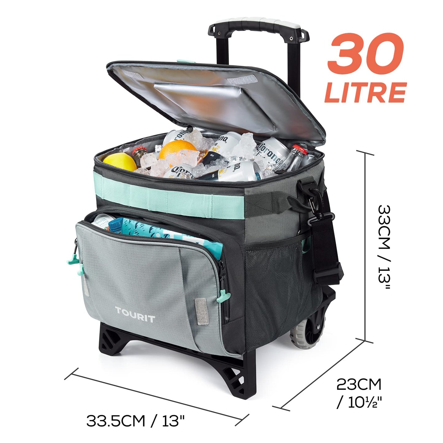 TOURIT 50-Can Collapsible Rolling Cooler Leakproof Insulated Soft Cooling Bag with Wheels and All-Terrain Cart for Beach, Camping, Patio Travel, Outdoor, Ball Fields