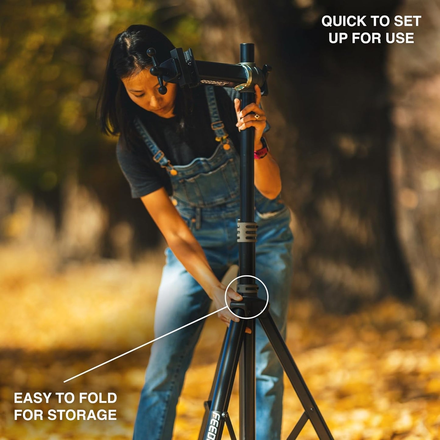 Feedback Sports | Sport-Mechanic Bicycle Repair Stand | Bicycle Workstand W/Tripod Base | Lightweight and Durable | Aluminum Steel Hybrid Construction | Black (Black, Sport Mechanic)