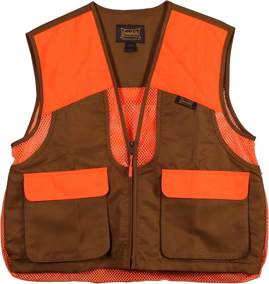 Gamehide Mens Quail Hunting Vest Upland Front Loading With Mesh Back Orange Blocking
