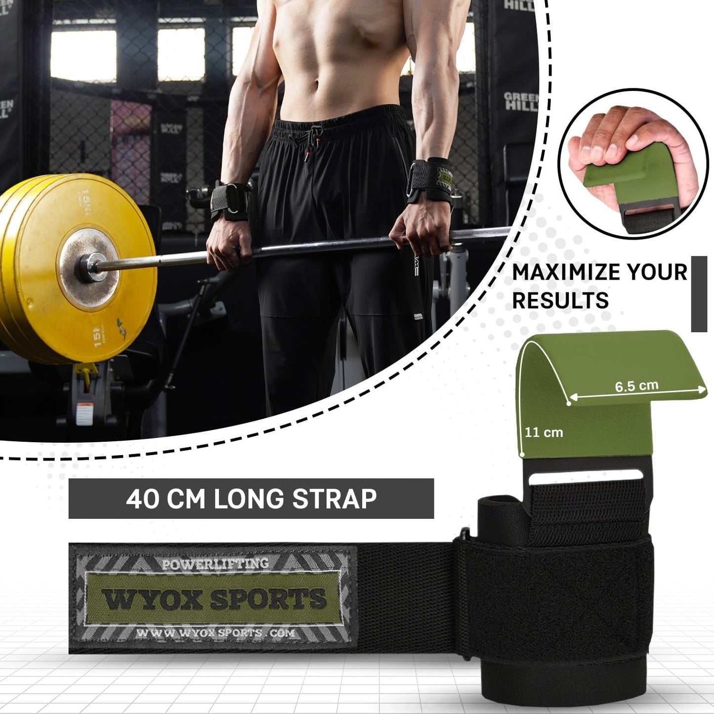 WYOX Weight Lifting Hooks for Men & Women (Pair) – Heavy Duty Wrist Support Straps with Hooks for Deadlifts, Pull Ups, Shrugs – Gym Lifting Straps with Grip Assist for Weightlifting & Strength Training