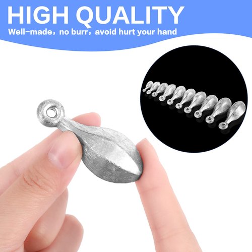 Realspring 30 Pcs Bank Fishing Weights Sinkers Bank Sinkers Freshwater Saltwater Weighters for Fishing, 5g, 10g, 15g, 20g, 25g, 28g, 40g, 50g, 60g, 70g