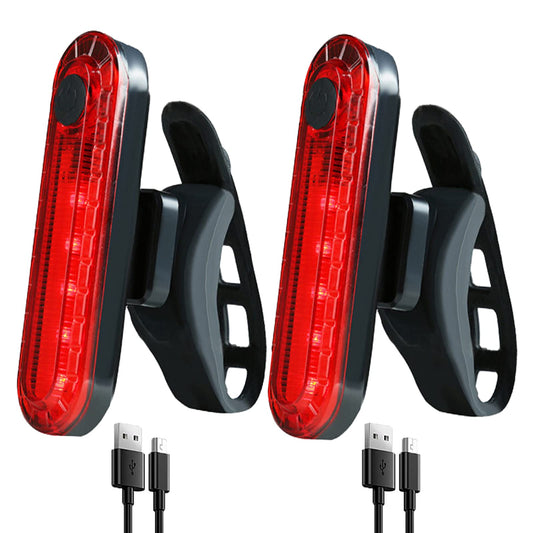 YUERWOVER 2 Pack USB Rechargeable LED Bike Tail Light Bicycle Rear Cycling Night Essential Reflector Seat Back Safety Lamp 4 Modes Waterproof Bright Warning Flash MTB Light for Men Women Kids