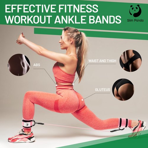 Slim Panda Ankle Resistance Bands with Cuffs,Leg Resistance Bands for Booty Workout Equipment for Kickbacks Hip Fitness Training (Pink)