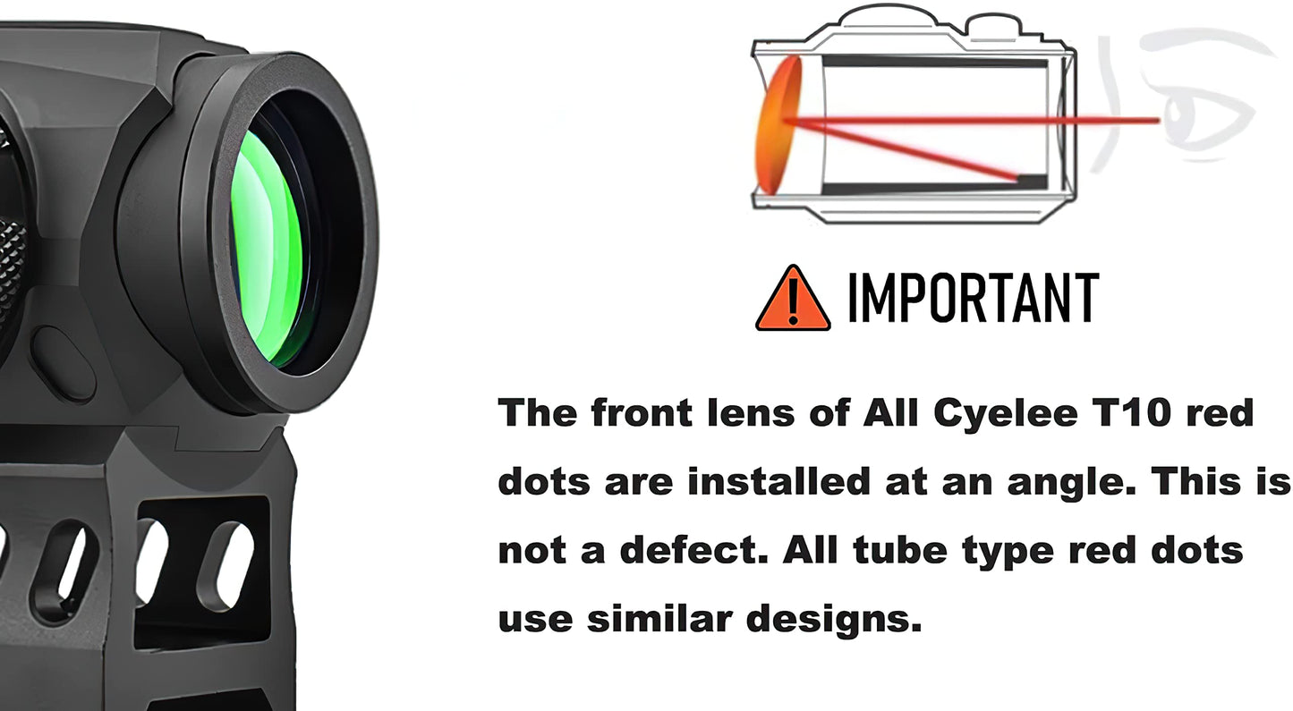 Cyelee T10 Red Dot Sight 1x20mm 2MOA Shake Awake Rifle Scope with Absolute Co Witness Riser