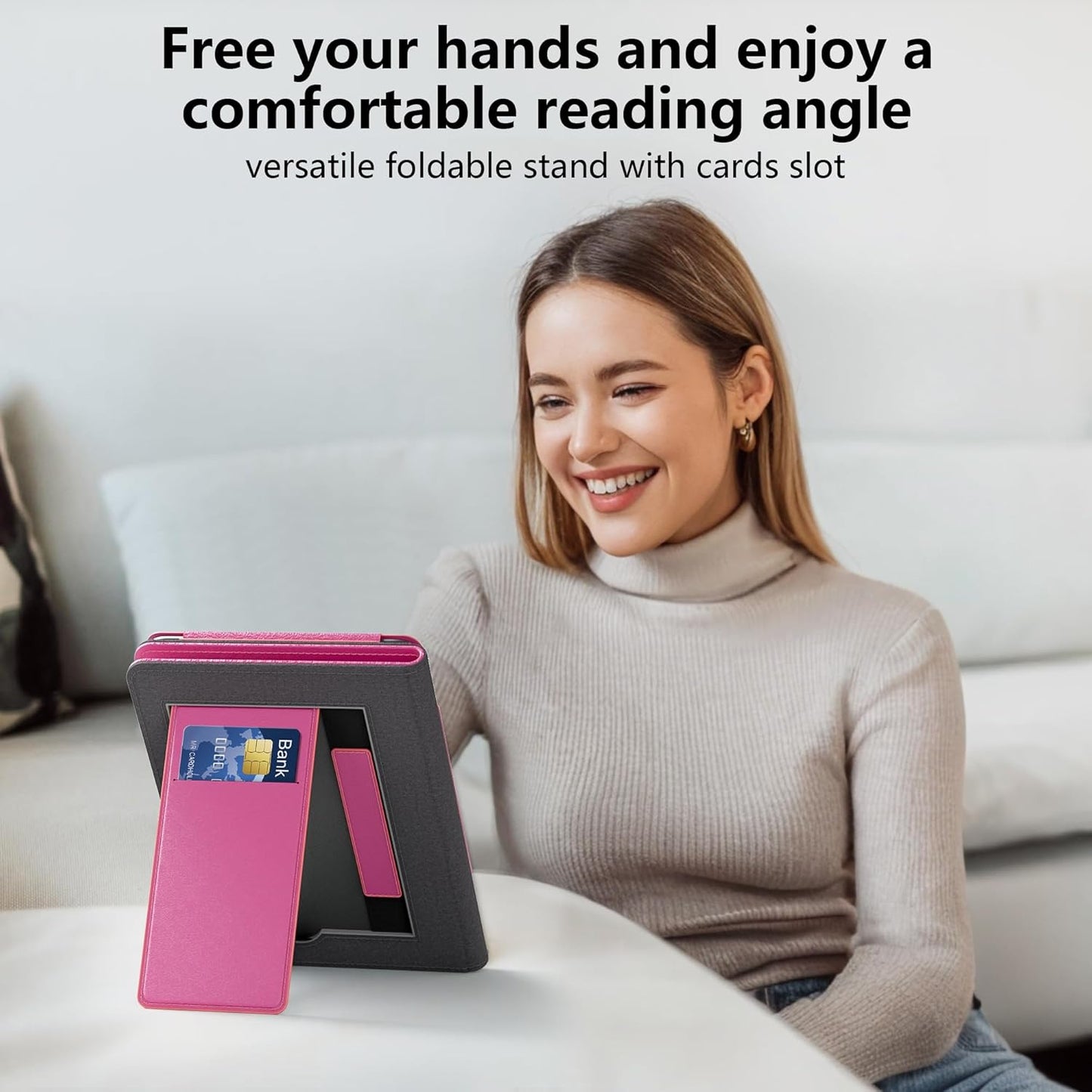 Lainergie Ebook Case with Stand and Hand Strap,Incompatible Alcatel TCL, Light Purple