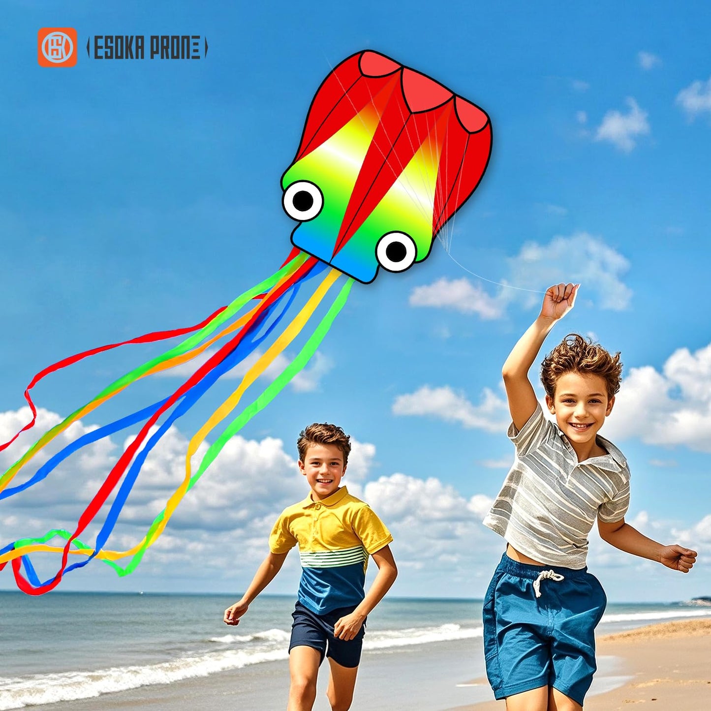Kites for Adults & Kids Ages 4-8,Beach Kites Easy to Fly for Beginner, with Handle and 328ft Kite String，Best Toy and Gift for Boys & Girls. (Flying Fish+Grassland+Octopus, 3)