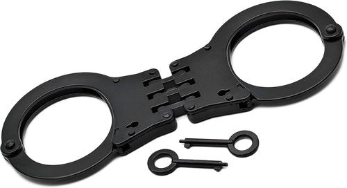 Double Locked Hinged Handcuffs - Police Edition Professional Grade Heavy Duty Steel W/Two Keys