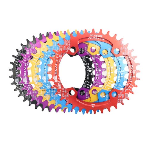 DJC Bike Chainring 104BCD Oval 32t 34t 36t 38t Tooth Narrow Wide 7/8/9/10/11/12 Speed Ultralight MTB Mountain Bike 104 BCD Chainwheel,07# Oval Black,36T