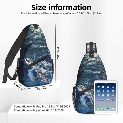 NiuKom Turtle Oil Painting Sling Bag For Women Crossbody Shoulder Bag Casual Daypack Backpacks Men Chest Bag Gym Cycling Travel Hiking