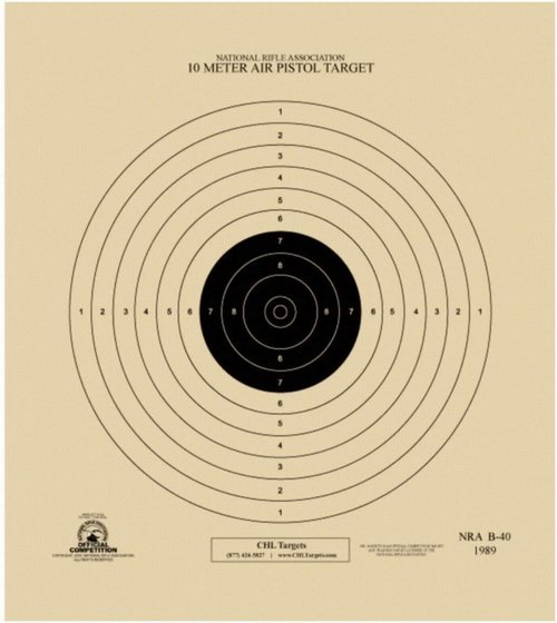 B-40/1 Shooting Targets – Slow Fire- 50 Yard Pistol & Handgun Practice - High-Visibility Bullseye Target Sheets for Indoor & Outdoor Shooting Ranges, Air Pistol, (100 Target Pack)