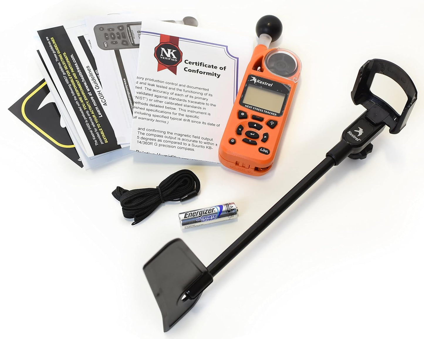 Kestrel 5400 Heat Stress Tracker Pro with Link, Compass and Vane Mount, Orange