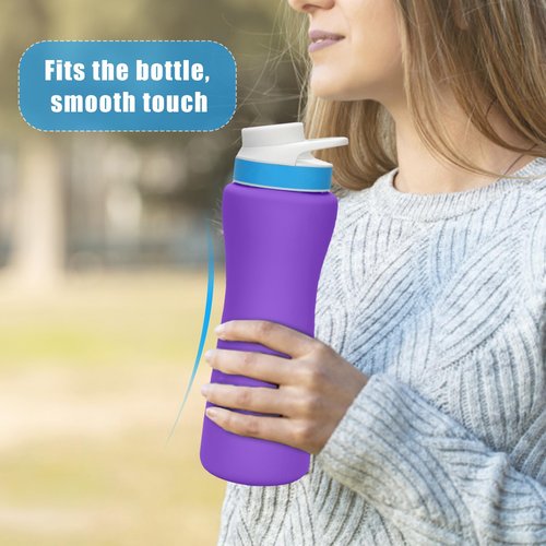 Sleeve for Cirkul Water Bottle 22OZ, Silicone Water Bottle Sleeve for Cirkul Plastic Water Bottle Insulated Protective Cover Water Bottle Holder Accessories Prevent Collision (Purple)