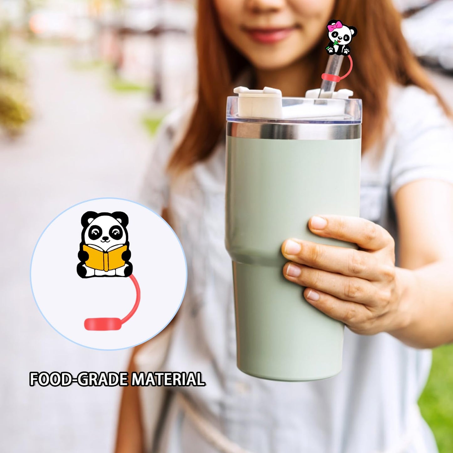 8 Packs Straw Cover Cap for Stanley Cup, Silicone Straw Topper Compatible with 30&40 Oz Tumbler with Handle, 10mm Reusable Straws Tips Lids, Red