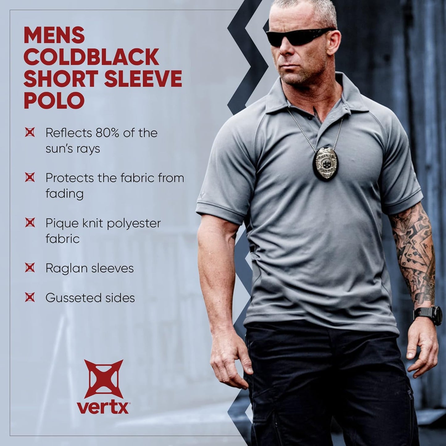 Vertx Tactical Polo Shirt for Men - Short Sleeve, Breathable & Temperature Regulating, Ideal for Police & Security