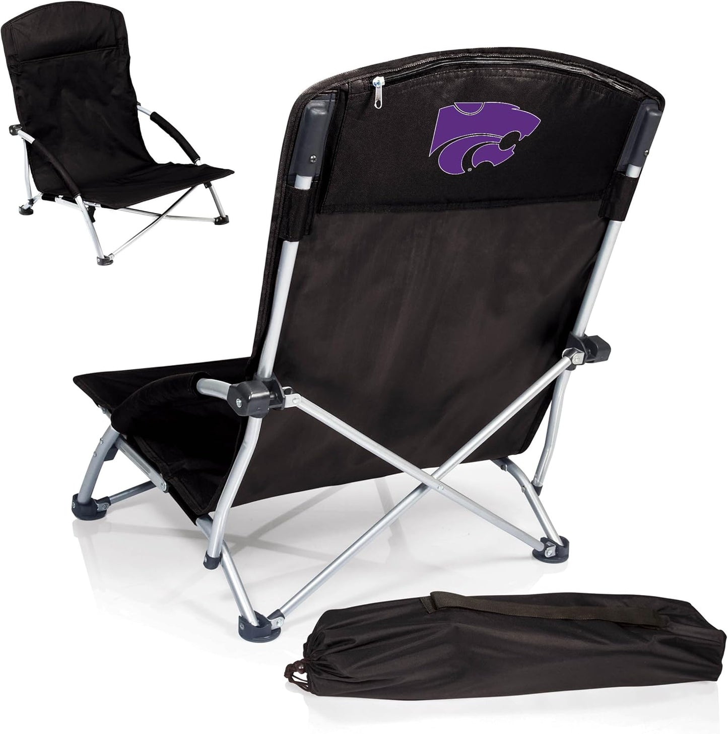 PICNIC TIME NCAA Tranquility Beach Chair with Carry Bag - Low Beach Chair for Adults - Low Lawn Chair
