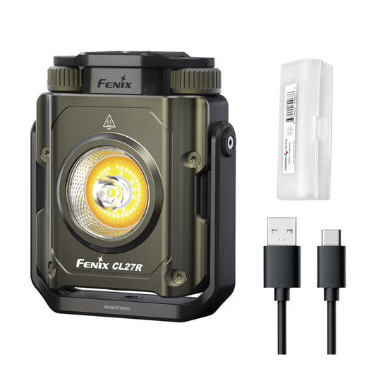 Fenix CL27R Camping Lantern Flashlight, 1600 lumens USB-C Rechargeable Waterproof Portable with White and Red LEDs and Lumentac Organizer for Hurricane Power Outage Emergency and Job Sites (Green)