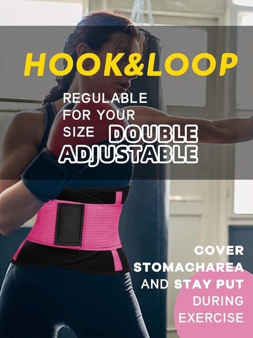 KOOCHY Waist Trainer for Women - Waist Trimmer Back Support Belt Sweat Wrap for Weight Loss Workout Fitness Gym Sport