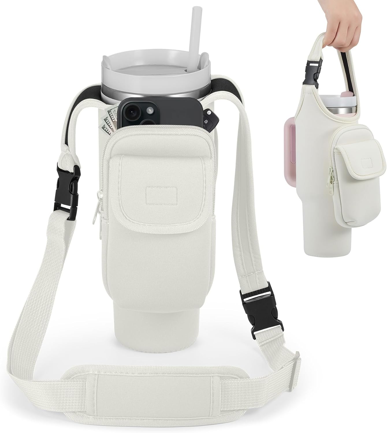 Insulated Neoprene Carrier Bag for Stanley 40/30oz Tumbler | Phone & Flap Pockets