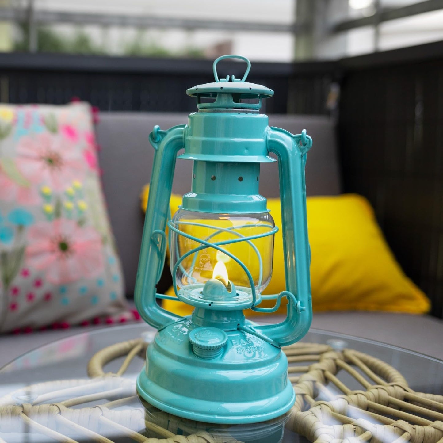 Outdoor Kerosene Fuel Lantern, German Made Weather Resistant Baby Special 276 Galvanized Hurricane Lamp for Camping or Patio, 10 Inches, Bronze