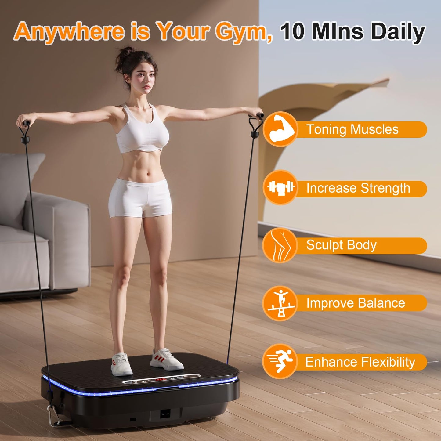 APUOCE Vibration Plate Exercise Machine, Lymphatic Drainage Machine for Home Fitness, Whole Body Workout Power Vibrate Fitness Platform for Weight Loss & Shaping