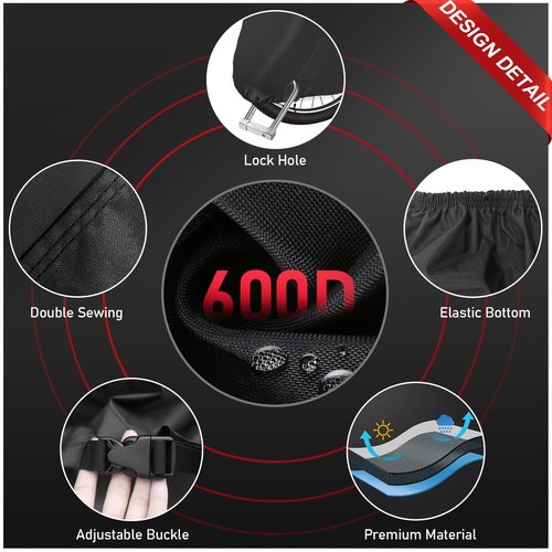 Zettum Bike Cover for 2 Bikes - 600D Bike Covers Outdoor Storage Waterproof & Heavy Duty, Bicycle Cover for 2 eBike, Mountain Bike, Road Bike, Hybrid Bike, Beach Cruiser Bike, Scooter and More