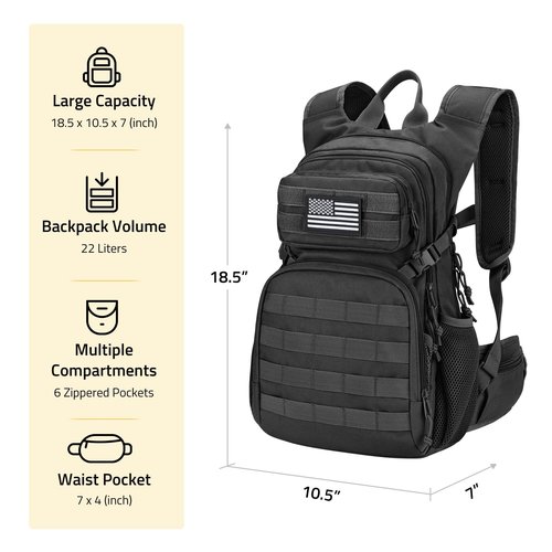 CVLIFE Tactical Hydration Backpack 3L, Lightweight Water Bag Hydration Pack, Hiking Backpack with Water Bladder for Men Women, Heavy Duty Molle Water Backpack for Cycling, Running, Hunting Black