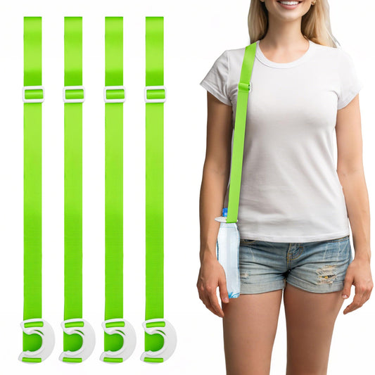 4 Pack Water Bottle Holder Lanyard, Adjustable Shoulder Strap for Beverages Water Bottle, Fit for most 16.9 fl oz Bottle (4, Bright Green)