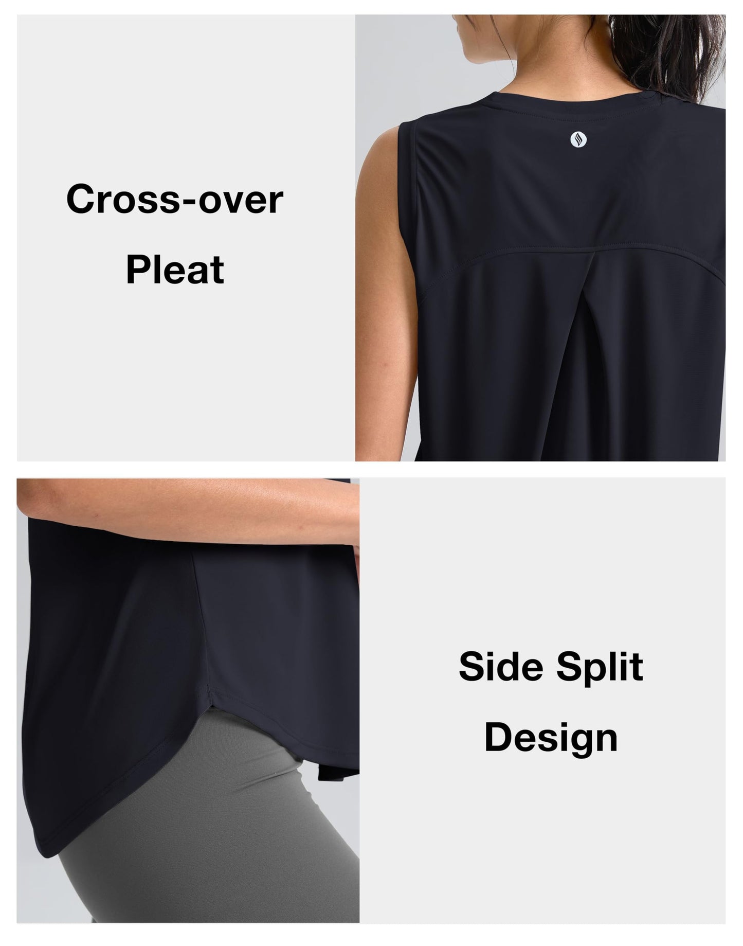 SANTINY Women's Sleeveless Workout Tops Breathable Lightweight Active Tennis Yoga Shirts Athletic Running Tank Tops for Women (Navy_L)