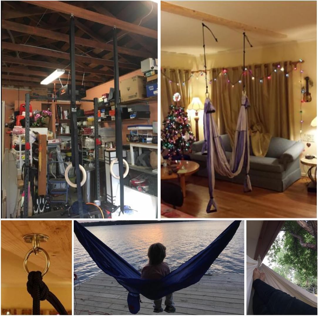 Hammock Hanging Kit, Load Capacity 1400 LBS, Stainless Steel Hooks Heavy Duty Carabiner Set for Hammock Yoga Swing Chair Hook for Indoor, Outdoor, Wall, Trees, Porch