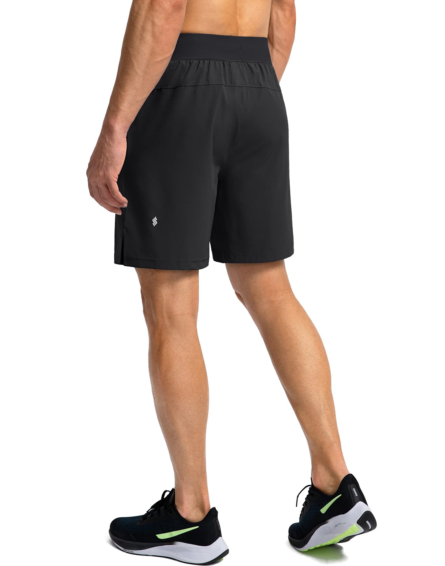 Soothfeel Men's Running Shorts with Zipper Pockets 7 Inch Lightweight Quick Dry Gym Athletic Workout Shorts for Men (Black, L)