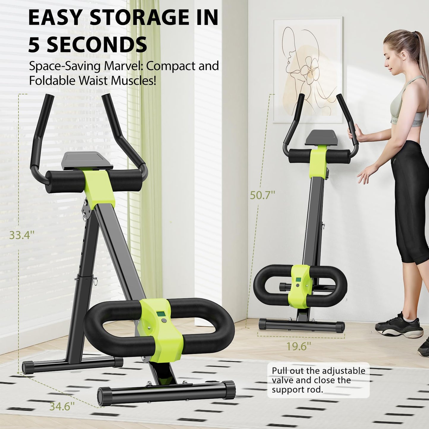 Ab Workout Equipment, Ab Machine for Home Gym Fitness, Ab Trainer Exercise Equipment for Abdominal Exercise and Strength Training (Black)