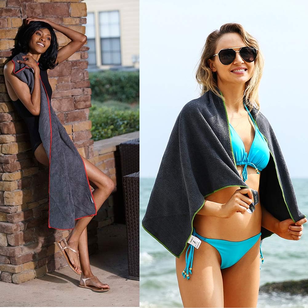 4Monster 4 Pack Microfiber Camping Towel Quick Dry, Super Absorbent Travel Towel with Waterproof Bag, Lightweight Boat Towel for RV, Sport, Gym, Beach, Pool, Swim,Family Trip