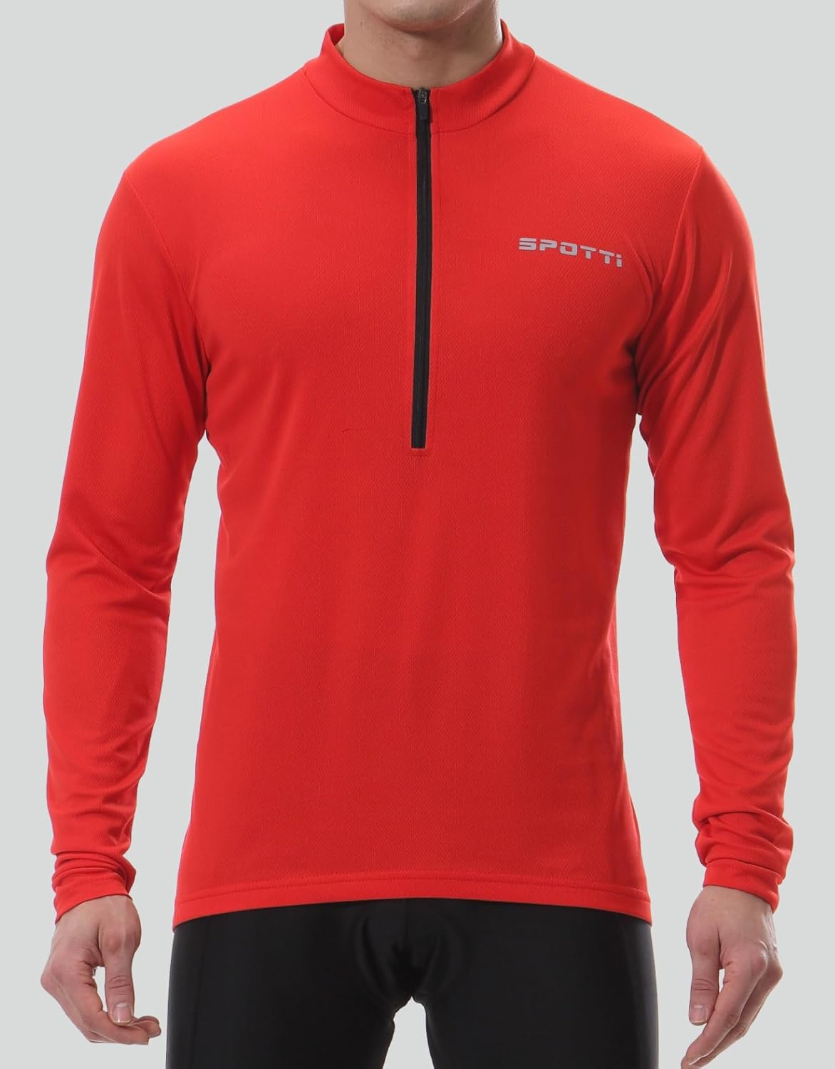 Spotti Men's Cycling Bike Jersey Long Sleeve with 3 Rear Pockets - Moisture Wicking, Breathable, Quick Dry Biking Shirt