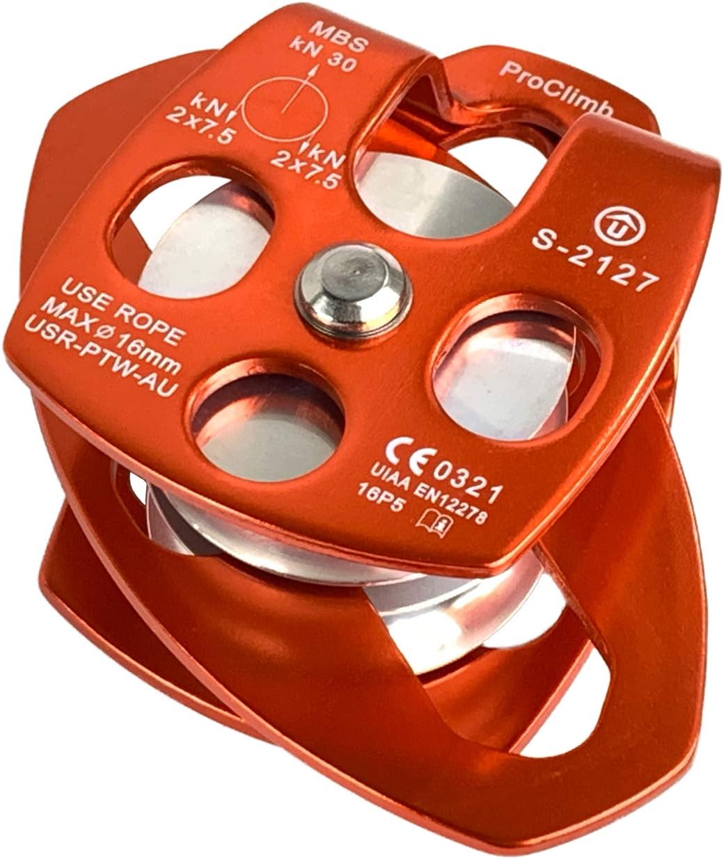 30kN Large Aluminum Rope Pulley - Single/Double Sheave, CE/UIAA Certified