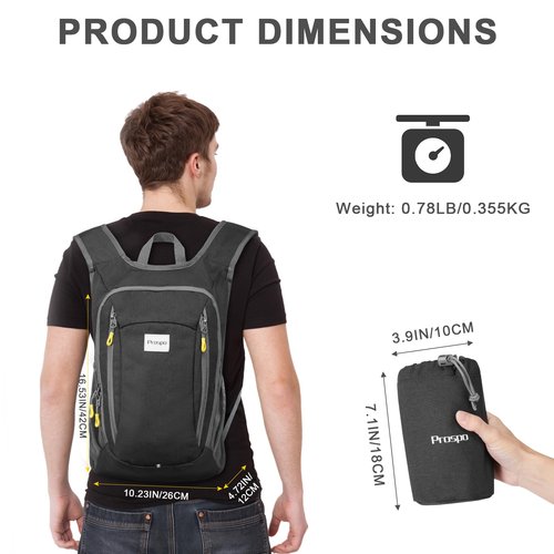 Prospo 12L Hiking Backpack Small Lightweight Travel Backpack for Women Men Casual Foldable Shoulder Bag