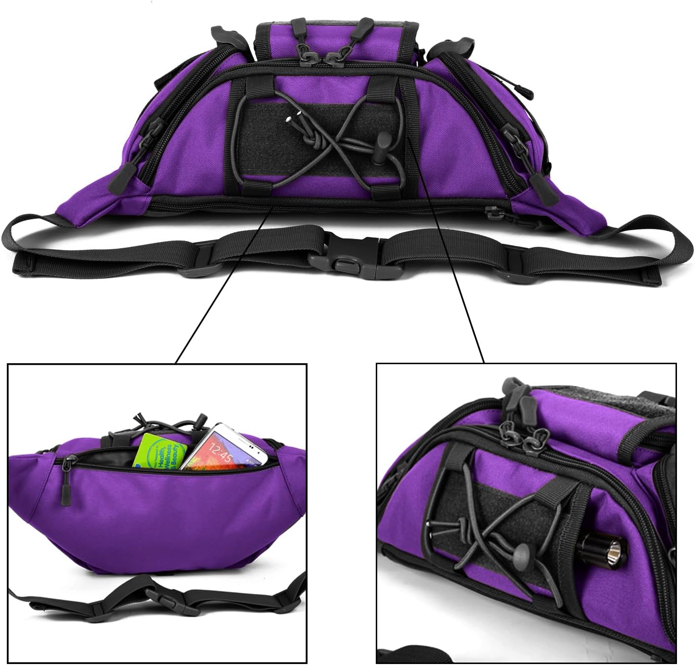 ArcEnCiel Tactical Fanny Pack for Men Waist Bag Hip Belt Outdoor Hiking Fishing Bumbag with Patch