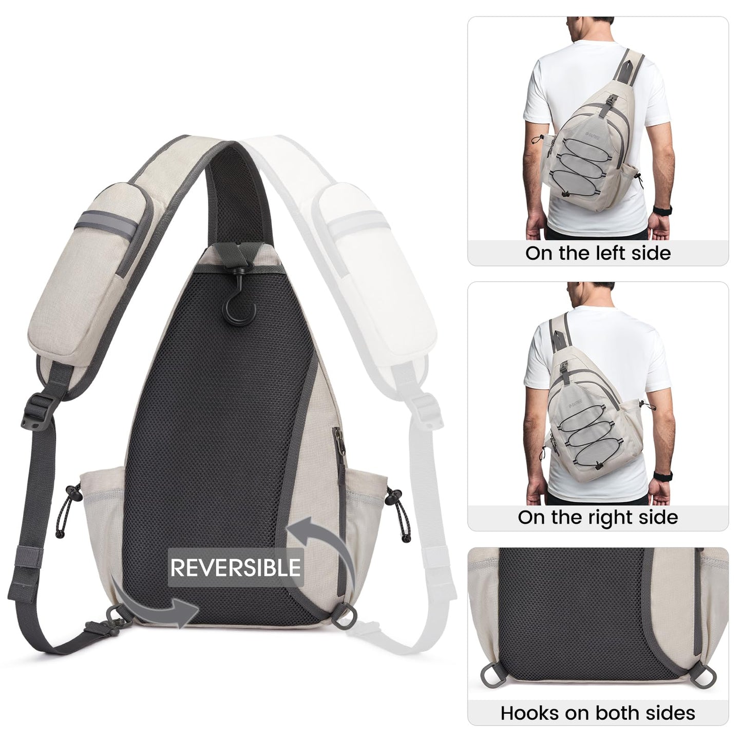 G4Free Pickleball Bag, Crossbody Sling Bag for Men Women, Pickleball Paddle Backpack Gifts for Sports,Ivory,Standard